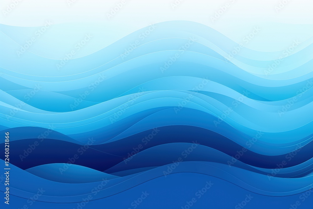 Poster serene blue abstract wave pattern with soft curves and gradients in varying shades of blue capturing