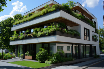  a chic urban apartment building with contemporary design