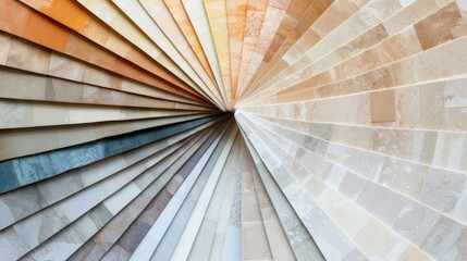 Obraz premium A neutral color palette arranged in a circular pattern with natural tones for interior design.