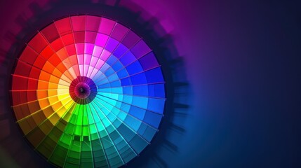 Obraz premium A vibrant RGB color wheel on a dark background with glowing edges around each section.