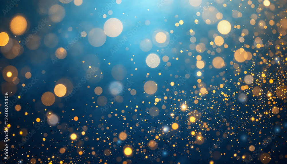 Poster sparkling golden bokeh lights create a magical atmosphere against a deep blue background during an e