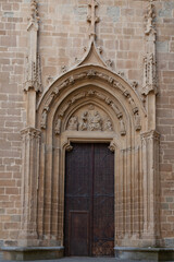 Portal at Pamplona Cathedral showcasing intricate carvings, Spain