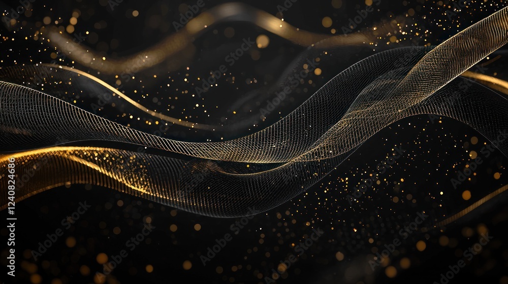 Poster abstract golden wave particle background