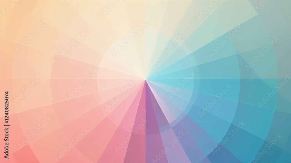 Poster a minimalist design of a color wheel with a gentle gradient transition of pastel colors.