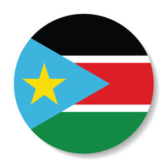 South Sudan flag. South Sudan round flag. Flag icon. Standard color. Round flag. Computer illustration. Digital illustration. Vector illustration.