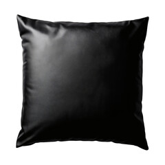 Black Leather Cushion Pillow with Smooth Texture on Transparent Background