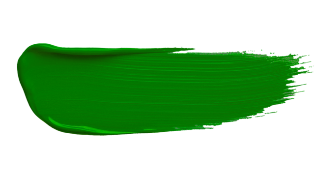 green paint brush stroke isolated. color paint on transparent background. png