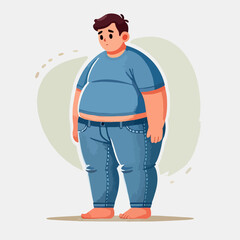 Illustration of an overweight man feeling sad