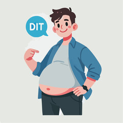 Happy Overweight Man Cartoon Illustration