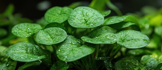 Dewy Green Leaves, Indoor Garden, Closeup