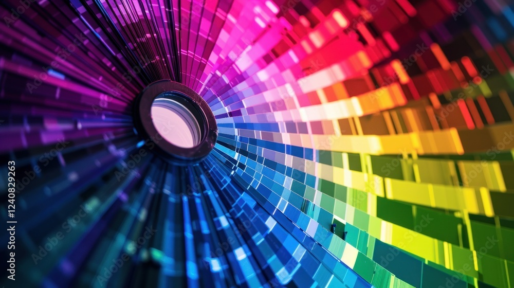 Poster a digital representation of a color wheel on a computer screen with rgb segments.