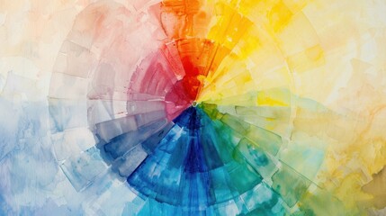 Fototapeta premium A color wheel created in a watercolor style with a light, organic feel to the colors.