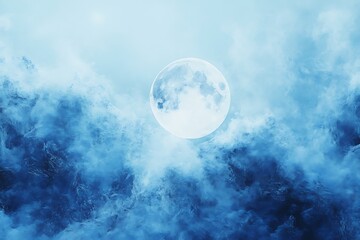 Fototapeta premium Full Moon Emerging Through Blue Cloudy Sky