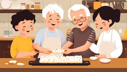 Happy Family Baking Together in a Cozy Kitchen