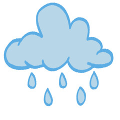 Crayon doodle cloud and rain drops
