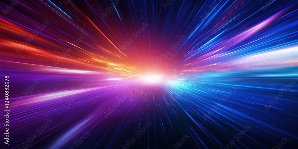 Poster dynamic exploration of hyperspace with speedy light effects in vibrant colors and motion creating a 