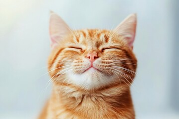 Fototapeta premium Peaceful Orange Cat with Closed Eyes