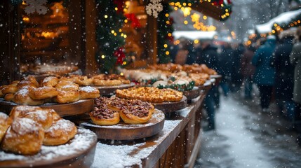 Festive Christmas Market with Crispy Peremech Pastries Highlighting the Joys of Russian Winter Celebrations