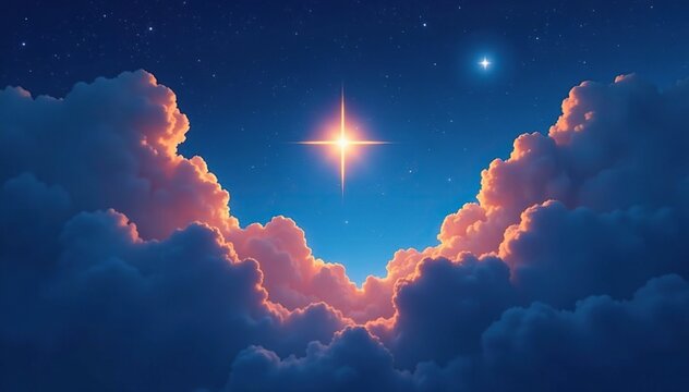 Cloudy night with a bright star peeking through the gaps, gap, shine