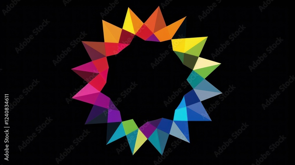 Poster a simple vector icon of a color wheel with evenly spaced, sharp color segments.