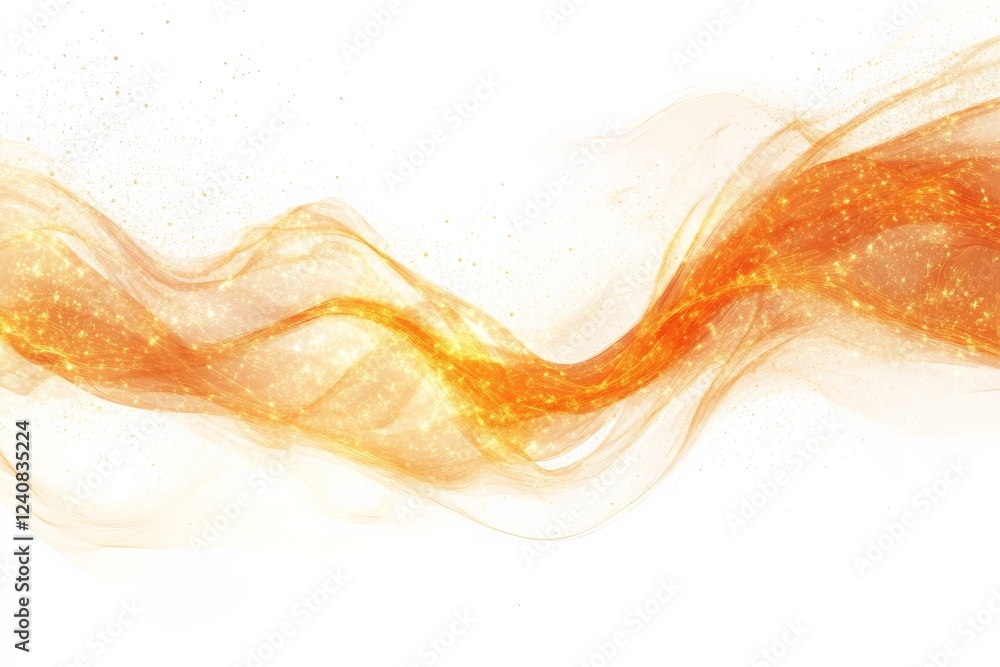 Aufkleber Fluid movement of orange light simulating waves in a bright white background