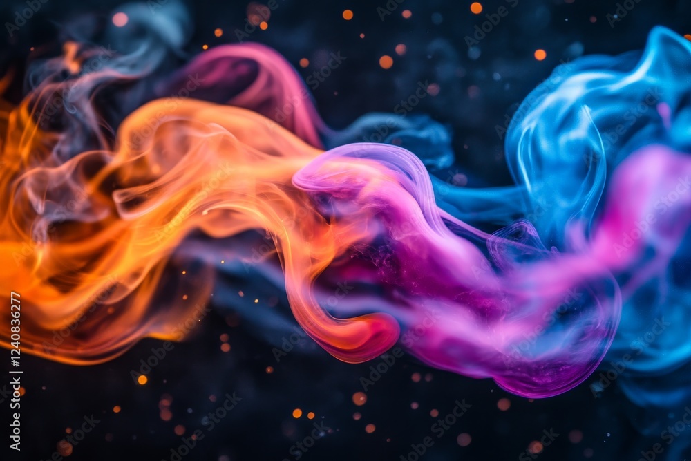 Poster colorful smoke swirling in vibrant patterns creates a mesmerizing visual experience