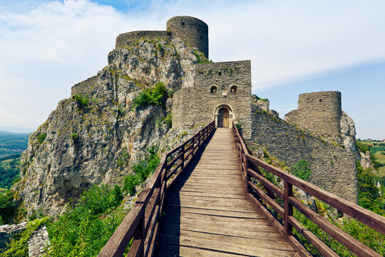 View of Srebrenik Castle - medieval fortress in Gornji Srebrenik, Bosnia and Herzegovina