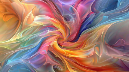 Colorful abstract swirl pattern with vibrant hues and fluid shapes, creating dynamic and energetic visual experience