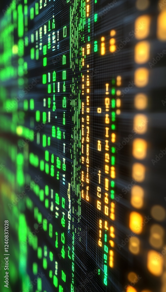 Poster abstract technology background bright code snippets, futuristic design, organized data structure