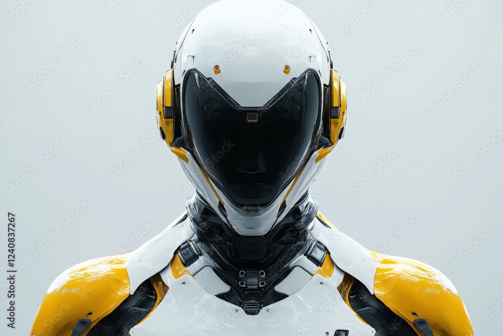 Poster futuristic robot with sleek design showcasing advanced technology and industrial aesthetics in a min