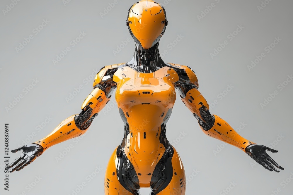 Aufkleber Advanced robotic model showcasing intricate design and functionality in sleek yellow and black colors