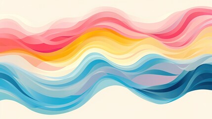 Fototapeta premium Unleashing Nostalgia: The Allure of an Abstract Horizontal Background with Colorful Waves in Retro 60s - 70s Style and Pastel Colors