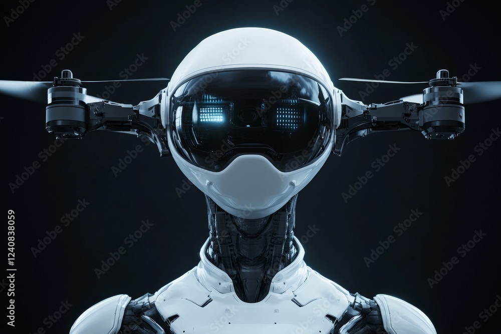 Leinwandbilder futuristic robot with dual drone capabilities showcasing advanced technology in a dark studio enviro
