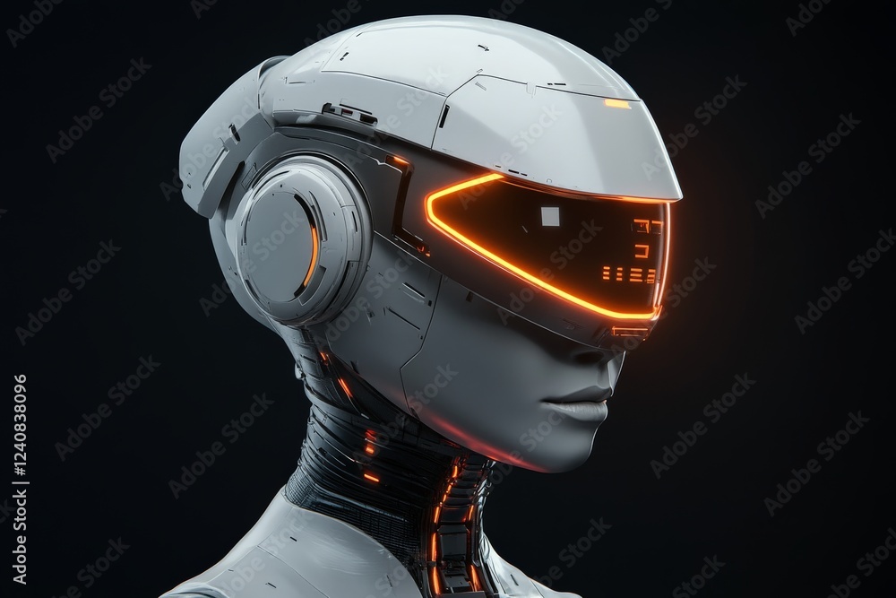 Leinwandbilder futuristic humanoid robot with glowing elements and sleek design in a dark environment