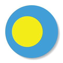 Flag of Palau. Button flag icon. Standard color. Circle icon flag. 3d illustration. Computer illustration. Digital illustration. Vector illustration.