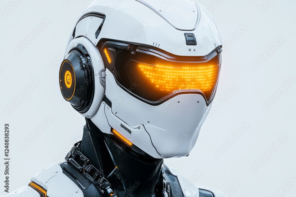 Poster Futuristic robot with glowing features showcased against a minimalist background