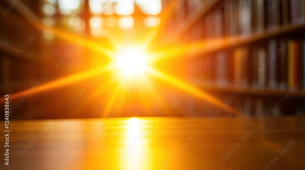 Poster bright light in library with isolated background