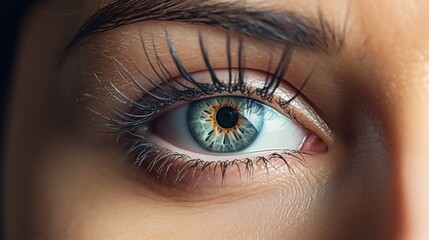Close-Up Image of an Eye with Detailed Textures and Colors Highlighting the Iris, Eyelash Structures and Skin Tones for Artistic Representation