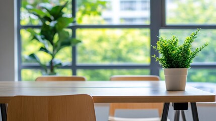 Bright Meeting Room with Natural Light and Greenery