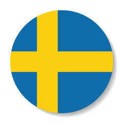 Flag of Sweden. Button flag icon. Standard color. Circle icon flag. Computer illustration. Digital illustration. Vector illustration.