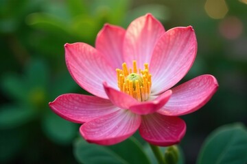 Fototapeta premium Eucalyptus flower opening its delicate petals slowly, simple, blossom