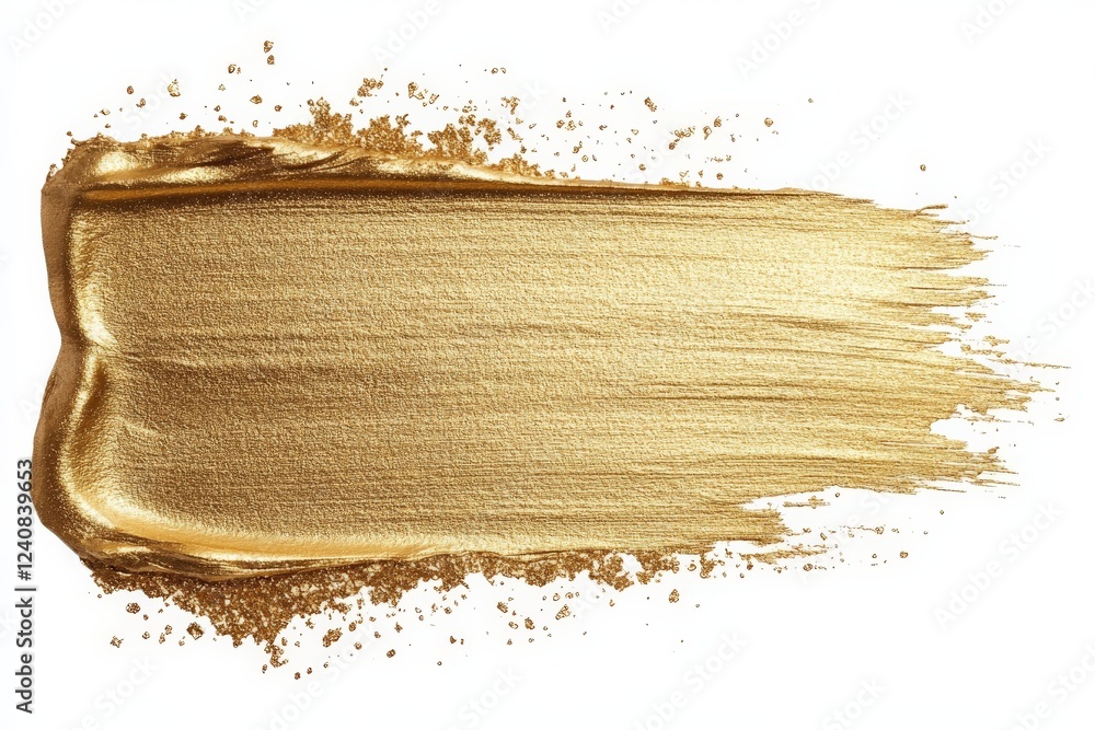 Poster metallic gold paint stroke with fine glitter particles creating a luxurious and shiny appearance on 