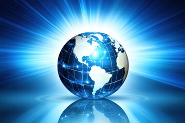 Abstract Blue Globe with Connection Lines and Soft Lighting, Symbolizing Global Communication and Interconnectivity in a Smooth Vector Art Style