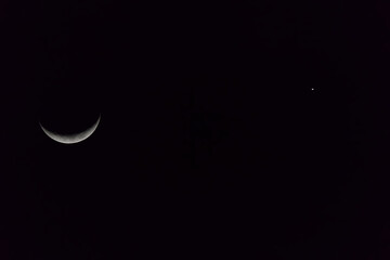 venus planet and the moon in the sky at night © yanko