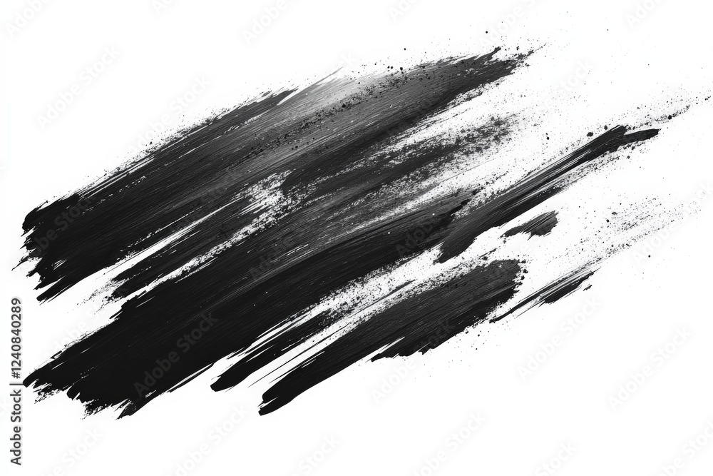 Poster Black paint streaks create a dynamic texture on a white background, emphasizing contrast in modern art
