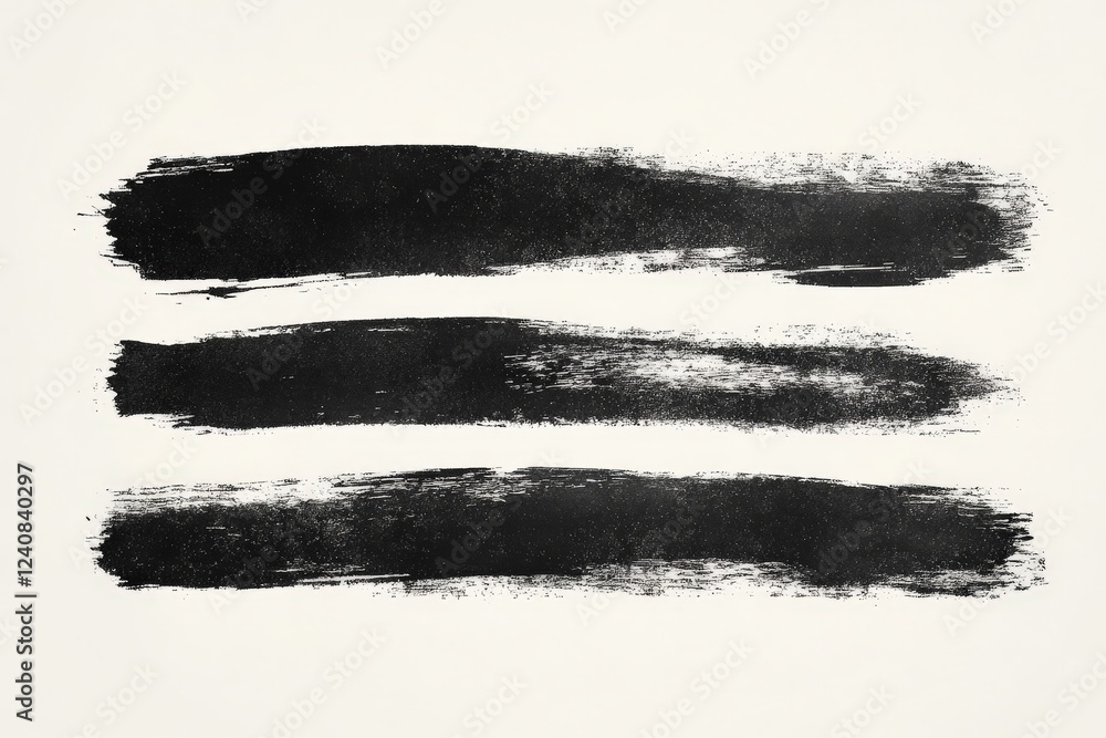 Poster abstract black brush strokes on canvas featuring dynamic textures and varying widths