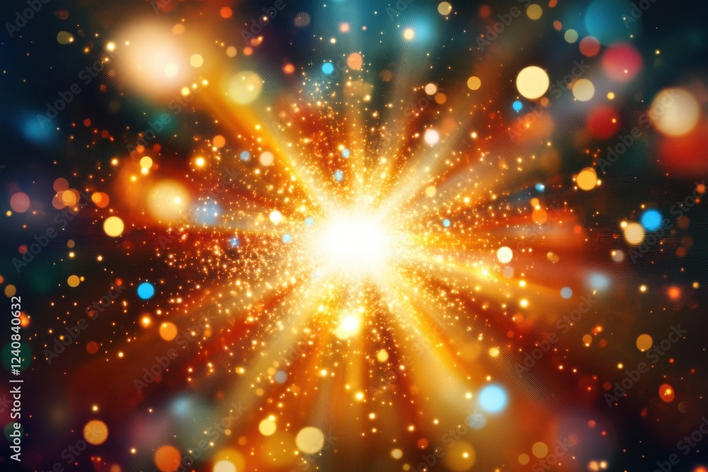 Aufkleber abstract cosmic background with glowing dots and lines, bright contrast lighting creating a digital 
