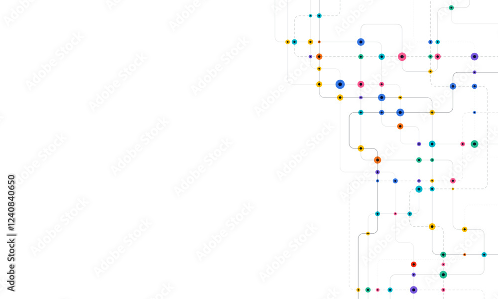 Poster circuit connect lines and dots. network technology and connection concept. decentralized network nod