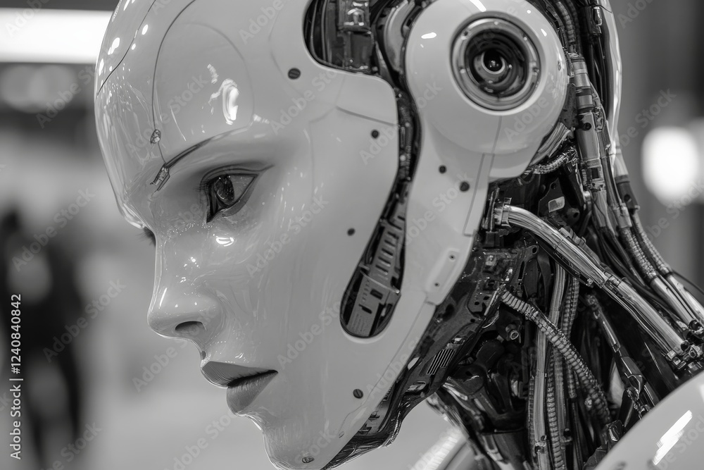 Aufkleber innovative humanoid robot design showcasing advanced technology and intricate features in a modern e
