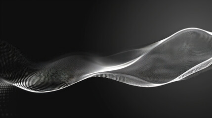 Abstract wave pattern with smooth lines and dots on dark background, creating sense of movement and depth